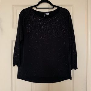 H&M Black/Silver Glittery Long Sleeve Top size S